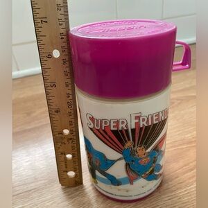 Vtg 1976 Aladdin DC Comics Super Friends Lunch Box Thermo Bottle w/ Stopper Cup